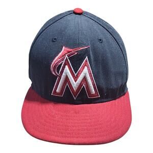 Miami Marlins New Era 59Fifty Fitted 7 3/8 Hat Cap Casual Men MLB Baseball Black